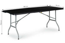 Saliekamais dārza galds banketam 180cm - melns