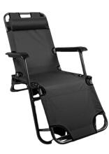 Ikonka Art.KX4509 Folding garden lounger waterproof graphite