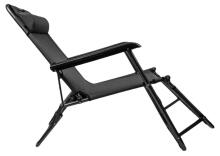 Ikonka Art.KX4509 Folding garden lounger waterproof graphite