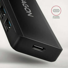 HUE-C1A 4-портовый USB-концентратор для путешествий, 5 Гбит/с, разъем питания USB-C, кабель типа A длиной 19 см, дополнительный блок питания USB-C