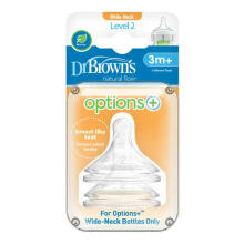 WN2201  Level 2 Wide-Neck Silicone Options+ Nipple, 2-Pack