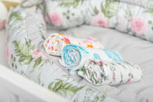 Muslin diaper 70x80 – peonies white
