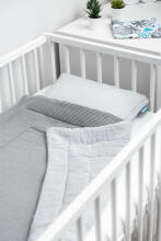Knitted cot set with muslin - grey