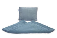Knitted cot set with muslin - blue