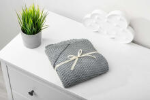 HOODED SWADDLE BLANKET 100% BAMBOO GIFT GRAPHITE