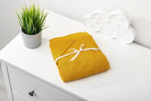 HOODED SWADDLE BLANKET 100% BAMBOO GIFT MUSTARD