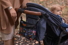 Stroller organizer – grey cranes