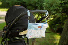 Stroller organizer – light blue cacti