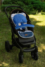 DELUXE VELVET PUSHCHAIR LINER - DINOSAURS BLUE 