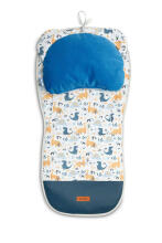 DELUXE VELVET PUSHCHAIR LINER - DINOSAURS BLUE 