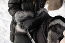 Muff with faux fur GRAPHITE