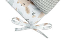 COT BUMPER WAFFLE OWLS LIGHT GRAY