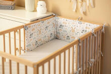 COT BUMPER WAFFLE OWLS LIGHT GRAY
