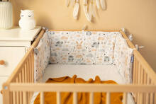COT BUMPER WAFFLE OWLS LIGHT GRAY