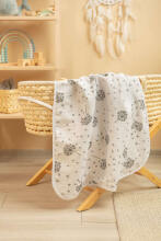 MUSLIN BLANKET DANDELIONS / ASH 80x100cm
