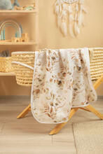 MUSLIN BLANKET EUCALYPTUS / WHITE 80x100cm