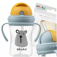 Akuku Bottle with handles Art.A0204 Bottle cup with foldable straw and ergonomic handles, 300 ml