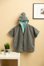 CAR SEAT PONCHO GREY MELANGE / TURQUOISE