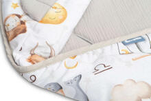MUSLIN CARRY-COT SWADDLE BLANKET - ZODIAC GREY