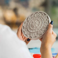 Ikonka Art.KX4176 CANDELLANA Ģipša krāsojamā bilde 3D mandala krāsu un otu komplekts