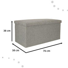 Ikonka Art.KX4619 Folding pouffe with storage compartment grey large 76x38x38cm