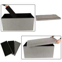 Ikonka Art.KX4619 Folding pouffe with storage compartment grey large 76x38x38cm
