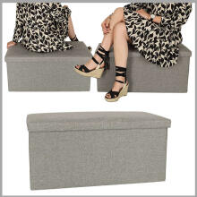 Ikonka Art.KX4619 Folding pouffe with storage compartment grey large 76x38x38cm