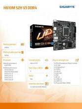 Mātesplate H610M S2H V3 DDR4 s1700 2DDR4 DP/HDMI M.2 mATX