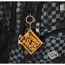 Ikonka Art.KX3758 4 compartment school backpack 17 inch checkerboard