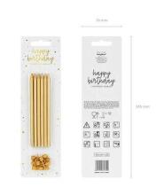 Ikonka Art.KX4567_2 Birthday candles plain gold 12 pieces 12.5cm