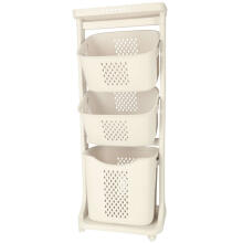 Ikonka Art.KX3984_1 Mobile triple dirty clothes hamper