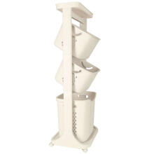 Ikonka Art.KX3984_1 Mobile triple dirty clothes hamper