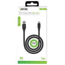 Ikonka Art.KX4240 USB-USB-C cable with two ends 120W 3A 1m black