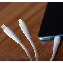 Ikonka Art.KX4242 USB 3in1 micro USB, USB-C, lightning cable 1m white