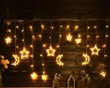 Ikonka Art.KX4279 LED moon curtain lights star 2.5m 138 warm without