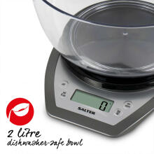 Salter 1024 SVDR14 Electronic Kitchen Scales with Dual Pour Mixing Bowl silver