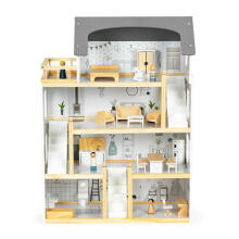 Кукольный домик с набором из 17 деревянных предметов ECOTOYS