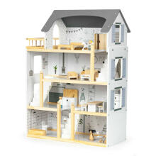 Кукольный домик с набором из 17 деревянных предметов ECOTOYS