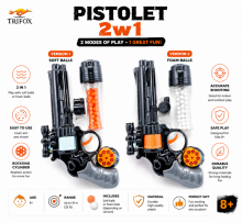 Toi Toys Pistol Art.172220 2-in-1 Soft Ball Toy Blaster