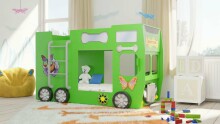 Plastiko Happy Bus Art.17541 Divstāvu bērnu gulta Autobuss un matraci 190x90 cm