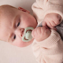 b.box pacifier for newborns and infants twin pack – symmetrical silicone pacifier 0 – 6 months, Sage/Vanilla