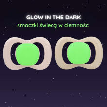 b.box pacifier for newborns and infants twin pack Glow in the dark – symmetrical silicone pacifier 6 months + Blush/Latte