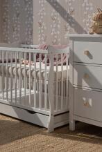 Kiddos Julia Art.191495 White Baby cot with drawer, 120x60 cm