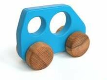 Eco Toys Art.14004 Детская деревянная игрушечная синяя машинка-бусик