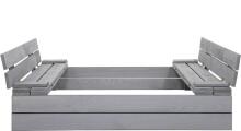 Bebe Basic Wood Sandbox Art.199541 Grey Koka smilšu kaste ar vāku un soliņiem 120x120cm