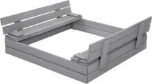 Bebe Basic Wood Sandbox Art.199541 Grey Koka smilšu kaste ar vāku un soliņiem 120x120cm