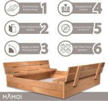 Bebe Basic Wood Sandbox Art.199543 Bronze sandbox with a lid and a bench, 120x120 cm