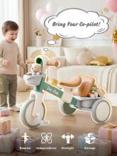 LOL-FUN  Balance Bike Tricycle Art.202896 A children's balance bike for children from 1 year old, adjustable, with a basket and removable pedals.