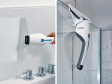 LEIFHEIT Vacuum Window Cleaner Nemo with Shower Cabin Cleaner and Wall Holder