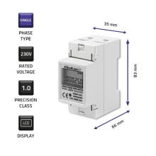 Qoltec 50899 Vienfāzes elektroniskais enerģijas skaitītājs | 230 V | LCD | 2P | DIN sliede